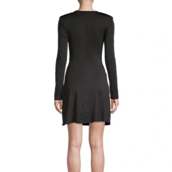 WEWOREWHAT‎ Dress Womens Small Black Ruched O-Ring Long Sleeve Mini Dress NWT - Picture 3 of 13